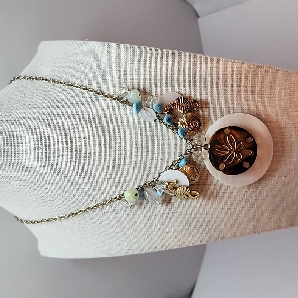 Sand Dollar and Seahorse Charm Necklace